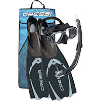 Cressi Pluma - Accesorios para buceo (gafas de buceo, snorkel y aletas, con bolsa)